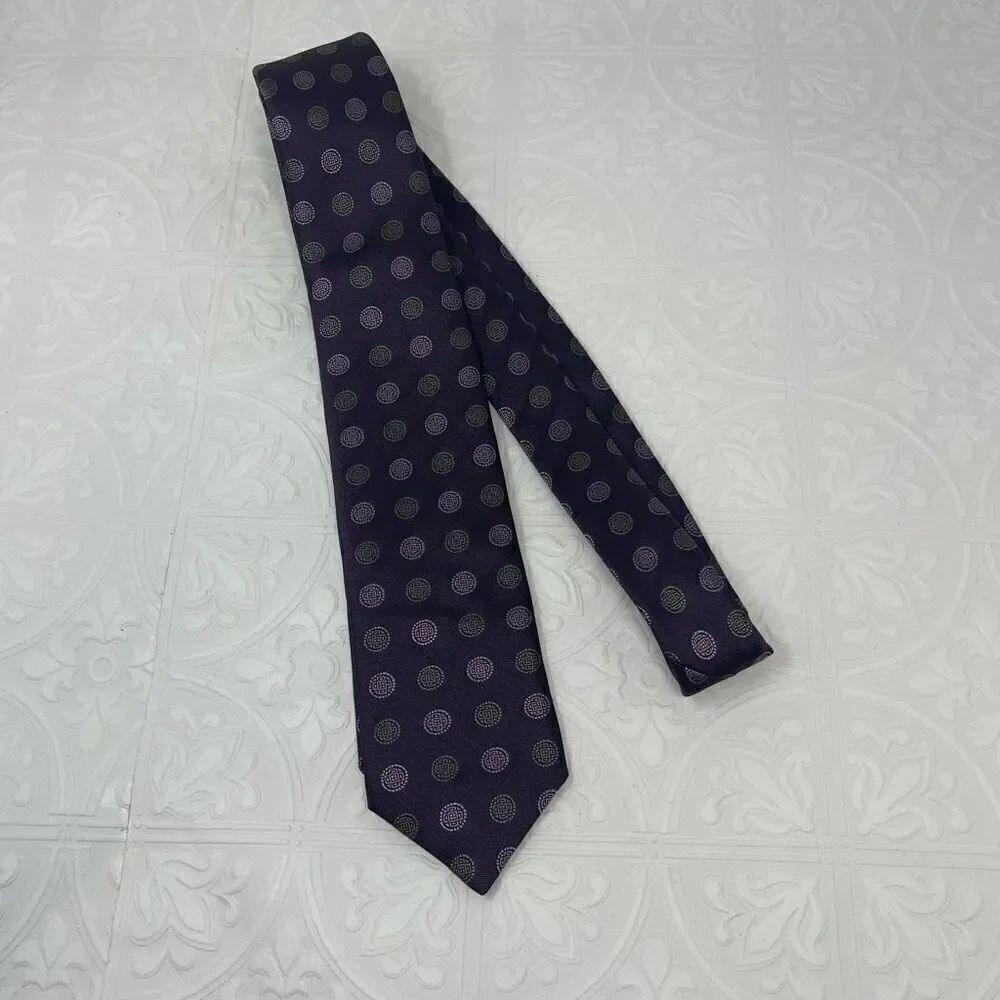 JOHN VARVATOS Tie Purple Abstract Silk Necktie